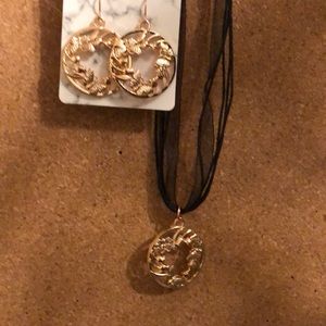 Earrings and necklace set.